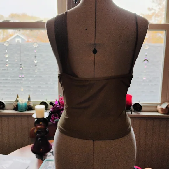 Trendy Army Green Asymmetrical Top - Picture 2 of 2